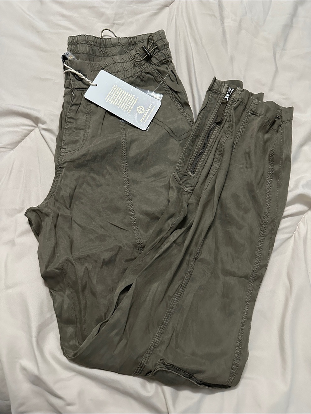 Marrakech Women’s Casual Elastic Waist Pants in Olive Green